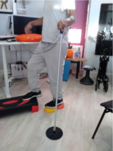 This is “D”, a 37-years-old man with Spastic Hemiplegia CP having a physiotherapy session atBirkdale.